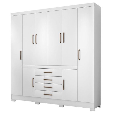 Guarda Roupa Casal 8 Portas com Pés New Realce Branco 84020