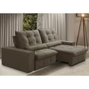 Ver imagem 1 de Sofá Retrátil Reclinável para Sala 3 Lugares 250cm Curie F04 Veludo Marrom Claro - Lyam Decor