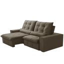 Ver imagem 7 de Sofá Retrátil Reclinável para Sala 3 Lugares 250cm Curie F04 Veludo Marrom Claro - Lyam Decor