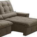 Ver imagem 5 de Sofá Retrátil Reclinável para Sala 3 Lugares 250cm Curie F04 Veludo Marrom Claro - Lyam Decor