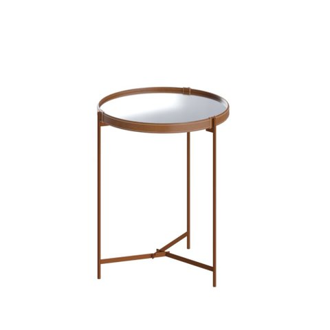 Mesa Lateral Redonda Menor Aqua Cobre com Espelho Imcal Móveis 46cm