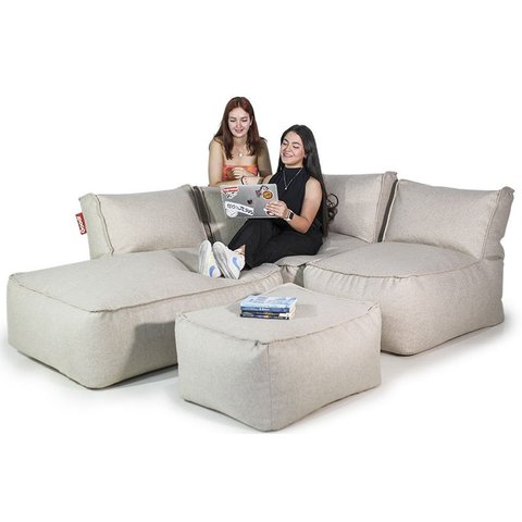 Sofá de Canto Linha Sofá de Chão Cor Bege Good Pufes