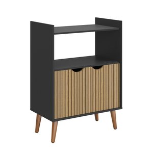 Aparador Buffet Cantinho do Café Decoração Sala 2 Portas:preto/ripado