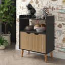 Ver imagem 2 de Aparador Buffet Cantinho do Café Decoração Sala 2 Portas:preto/ripado