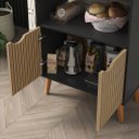 Ver imagem 3 de Aparador Buffet Cantinho do Café Decoração Sala 2 Portas:preto/ripado