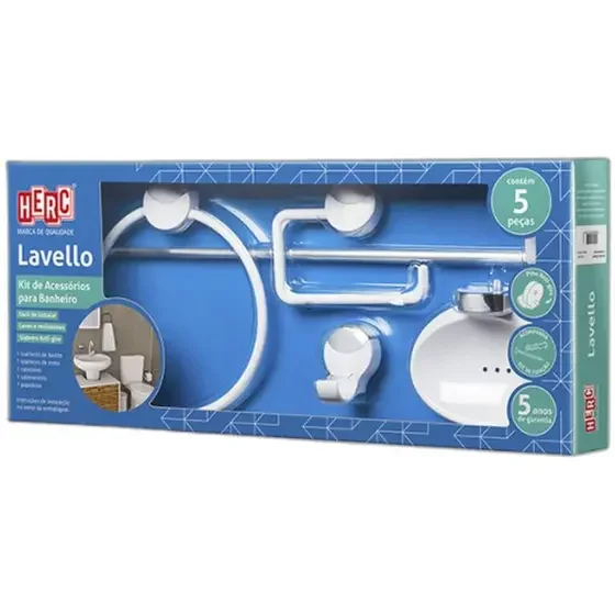 Ver imagem 2 de Acessorio Banho 5pc Bco/crom Herc