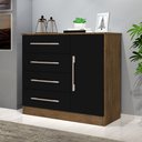 Ver imagem 4 de Cômoda 4 Gavetas 1 Porta Malibu New Jequitibá Preto