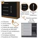 Ver imagem 2 de Cômoda 4 Gavetas 1 Porta Malibu New Jequitibá Preto