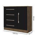 Ver imagem 5 de Cômoda 4 Gavetas 1 Porta Malibu New Jequitibá Preto
