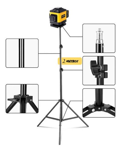 Kit Nível a Laser Profissional 3d com Tripé 12 Linhas - 5