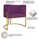 Ver imagem 6 de Kit Divã Luna 140cm Lado Direito e 01 Poltrona Base de Ferro Dourado Suede Doce Sonho Móveis Roxo