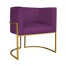 Kit Divã Luna 140cm Lado Direito e 01 Poltrona Base de Ferro Dourado Suede Doce Sonho Móveis Roxo - 9
