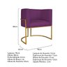 Kit Divã Luna 140cm Lado Direito e 01 Poltrona Base de Ferro Dourado Suede Doce Sonho Móveis Roxo - 4