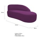 Ver imagem 3 de Kit Divã Luna 140cm Lado Direito e 01 Poltrona Base de Ferro Dourado Suede Doce Sonho Móveis Roxo
