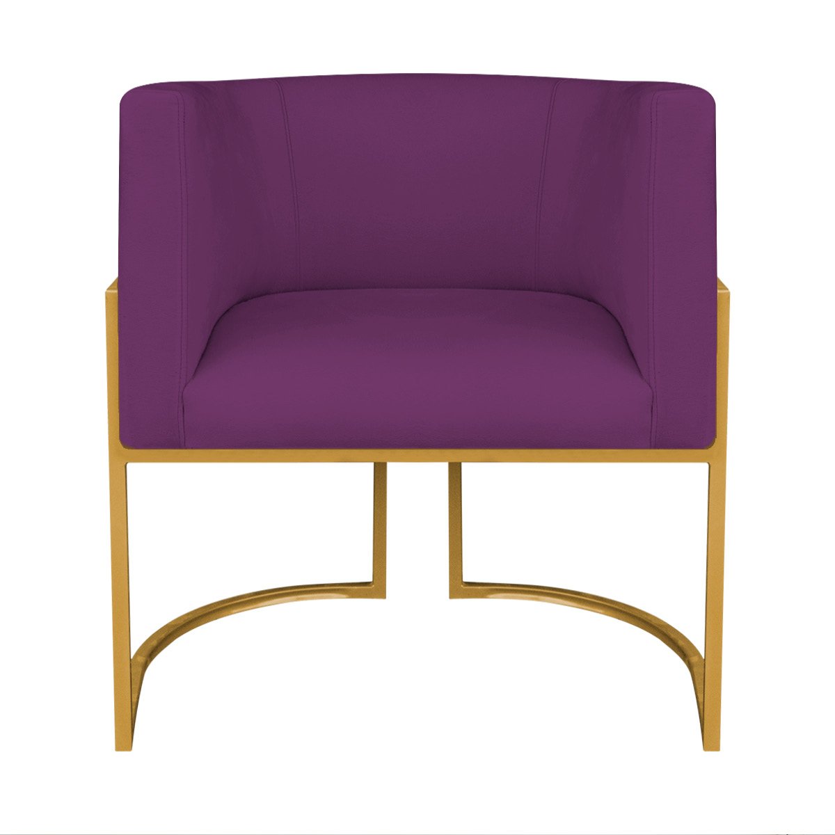 Kit Divã Luna 140cm Lado Direito e 01 Poltrona Base de Ferro Dourado Suede Doce Sonho Móveis Roxo - 13