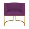 Kit Divã Luna 140cm Lado Direito e 01 Poltrona Base de Ferro Dourado Suede Doce Sonho Móveis Roxo - 13