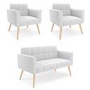 Ver imagem 1 de Namoradeira e 2 Poltronas Pé Palito Natural Elisa Bouclê Off White D03 - D'rossi