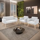 Ver imagem 2 de Namoradeira e 2 Poltronas Pé Palito Natural Elisa Bouclê Off White D03 - D'rossi