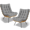 Ver imagem 1 de Kit 2 Poltronas Decorativas Sala de Estar Costela L02 Bouclê Cinza - Lyam Decor