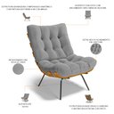 Ver imagem 4 de Kit 2 Poltronas Decorativas Sala de Estar Costela L02 Bouclê Cinza - Lyam Decor