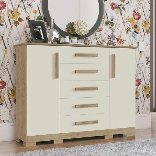Cômoda Sarah Diversos Ambientes Estilo Retrô Com Pés De Madeira - 2