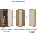 Ver imagem 6 de Guarda Roupa Modulado de Canto 5 Portas com Espelho 3 Peças Decor Marrom/Freijo/Off White
