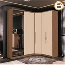 Ver imagem 2 de Guarda Roupa Modulado de Canto 5 Portas com Espelho 3 Peças Decor Marrom/Freijo/Off White
