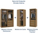 Ver imagem 7 de Guarda Roupa Modulado de Canto 5 Portas com Espelho 3 Peças Decor Marrom/Freijo/Off White