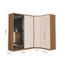 Ver imagem 3 de Guarda Roupa Modulado de Canto 5 Portas com Espelho 3 Peças Decor Marrom/Freijo/Off White