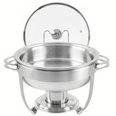 Ver imagem 1 de Rechaud Tramontina Redondo 4,3l Inox com Tampa de Vidro e Fogareiro Banho Maria