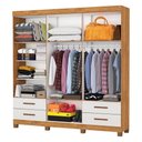 Ver imagem 2 de Guarda-roupa Casal Mondo 6 Portas 4 Gavetas com Pés e Espelho Cinamomo/off White - Pnr Móveis