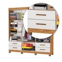 Ver imagem 5 de Guarda-roupa Casal Mondo 6 Portas 4 Gavetas com Pés e Espelho Cinamomo/off White - Pnr Móveis