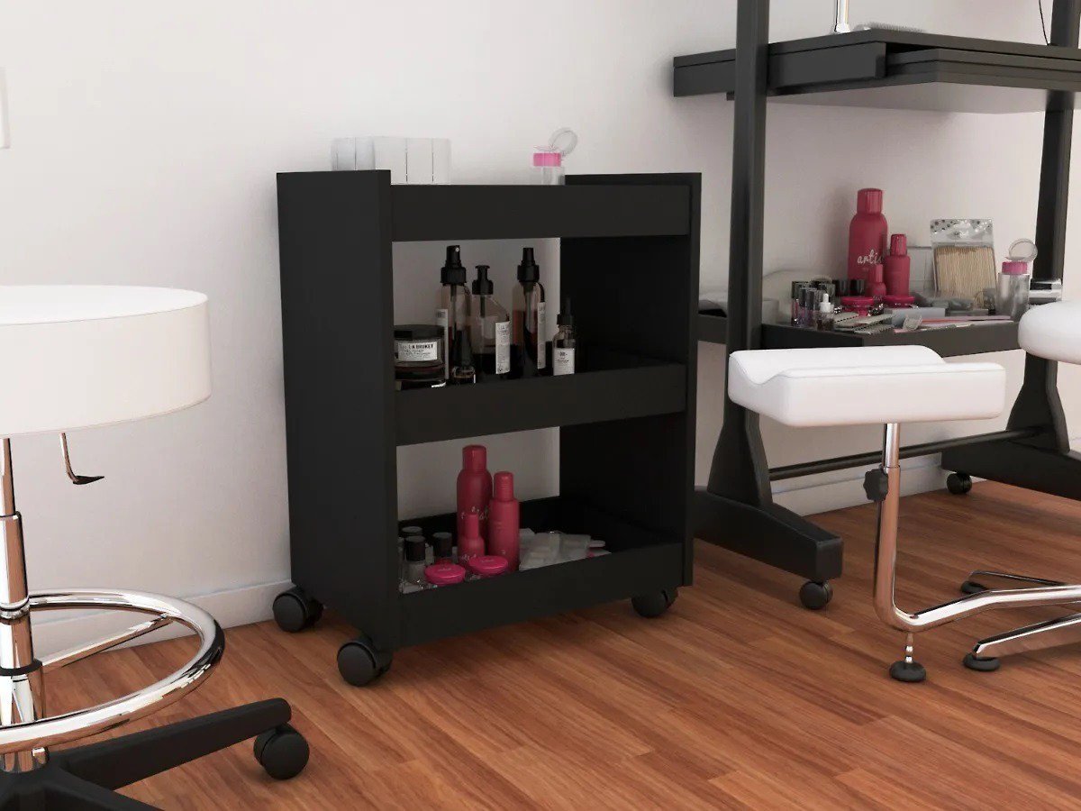 Carrinho balcão Para manicure Versátil preto Redecore Carrinho auxiliar multiuso - 3