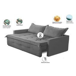 Sofá sem Caixa Retrátil e Reclinável 1,65m com Molas Maísa Suede Adonai Estofados - 2