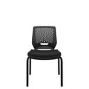 Ver imagem 4 de Kit 02 Cadeiras Fixa Aproximação Beezi Base Preta Encosto Preto e Assento em Material Sintético (cou