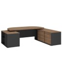 Ver mais imagens de Mesa para Escritório Diretor Grande 2 Portas 4 Gavetas Nogal/preto