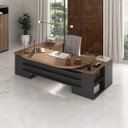 Ver imagem 5 de Mesa para Escritório Diretor Grande 2 Portas 4 Gavetas Nogal/preto