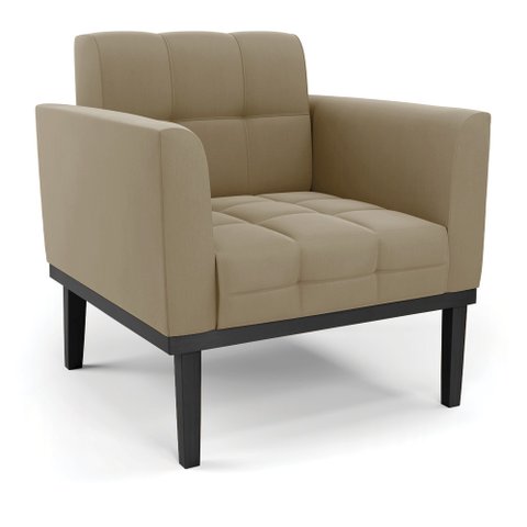 Poltrona Decorativa Karen Pés Fixo em Madeira Preto Suede Nude G19 - Gran Belo