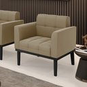 Ver imagem 2 de Poltrona Decorativa Karen Pés Fixo em Madeira Preto Suede Nude G19 - Gran Belo