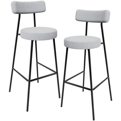 Kit 02 Banquetas Alta Cozinha Bar Sala Jantar Estrutura Em Aço Milão L02 Bouclê Cinza - Lyam