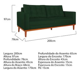 Sofá 2 Lugares Dubai Suede - Amarena Móveis Sofá 2 Lugares Sofás Verde - 4