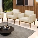 Ver mais imagens de Kit 2 Poltronas Base de Madeira Fixa Castanho Marisa Linho D03 - D'Rossi A19 Bege