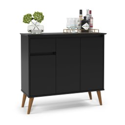 Aparador Buffet Veneza 3 Portas 1 Gaveta Pés Retro -EJ:Black - 1
