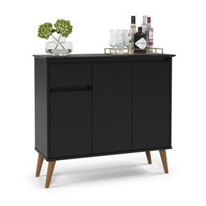 Aparador Buffet Veneza 3 Portas 1 Gaveta Pés Retro -EJ:Black