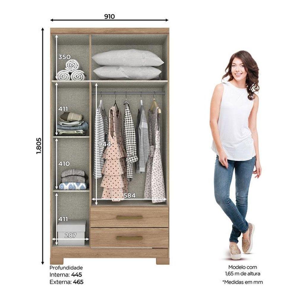 Cômoda Ravenna e Guarda Roupa Solteiro Açaí Jequitibá Brilho - Henn - 2