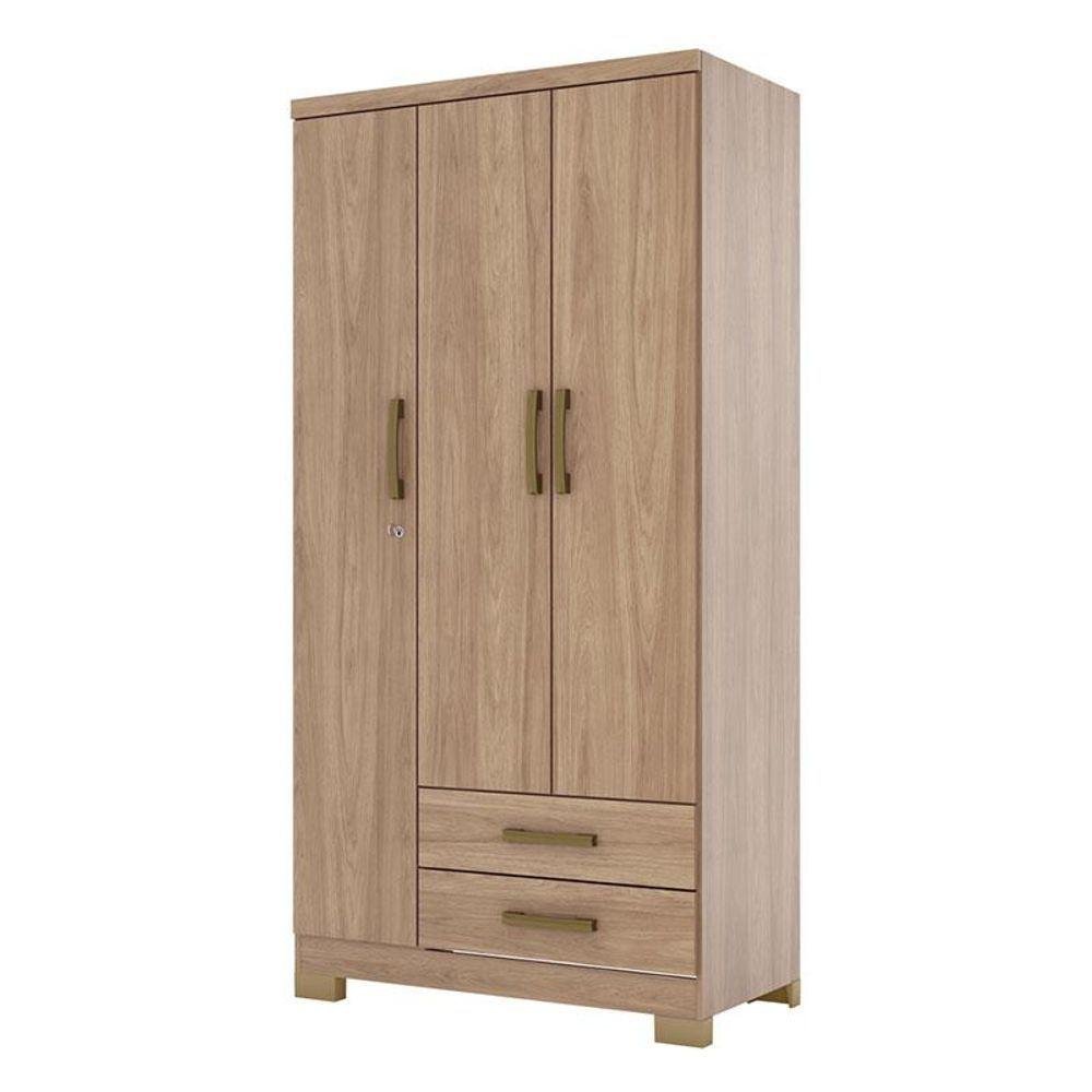 Cômoda Ravenna e Guarda Roupa Solteiro Açaí Jequitibá Brilho - Henn - 4