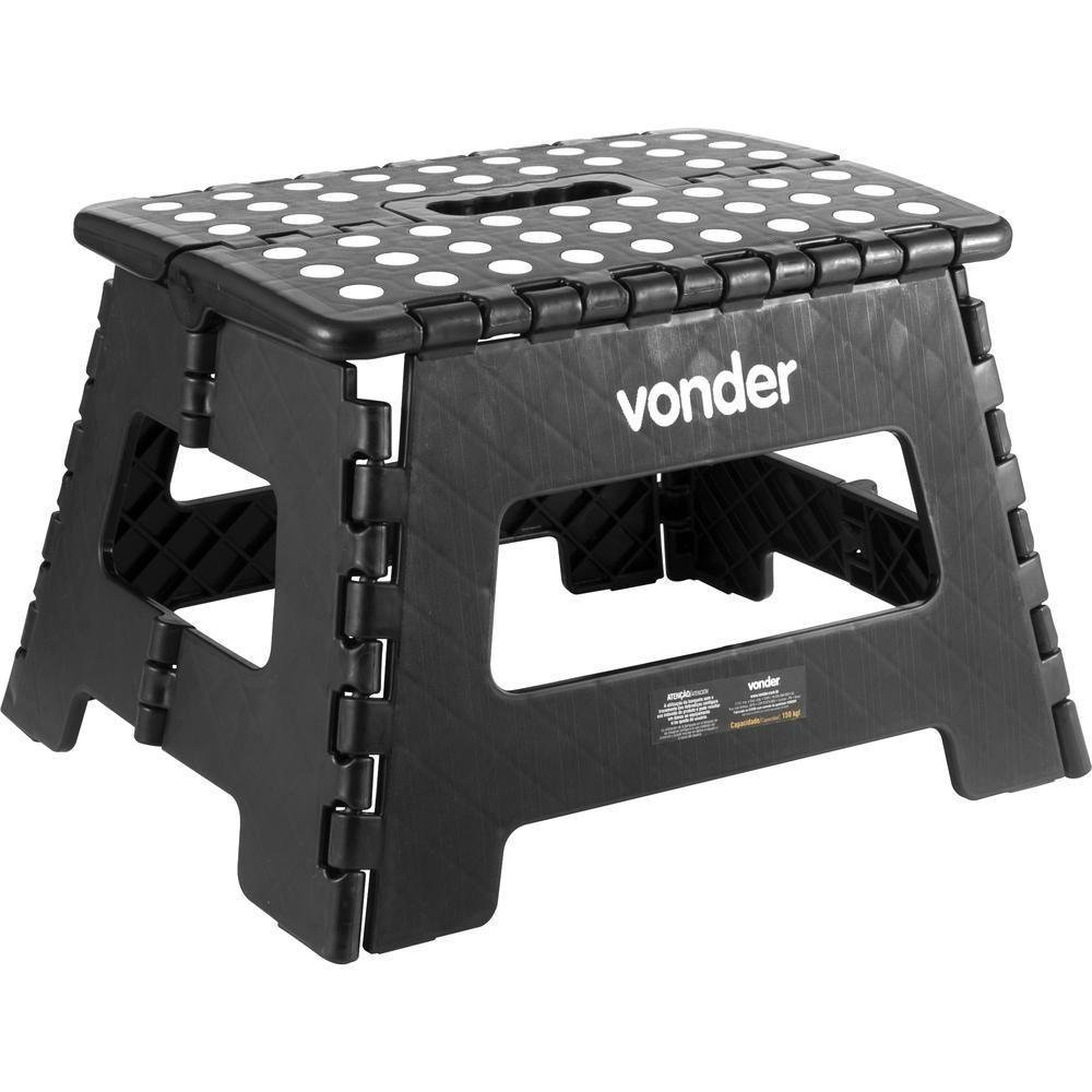Banqueta Plástica Dobrável Preta Altura 220 Mm Vonder - 1