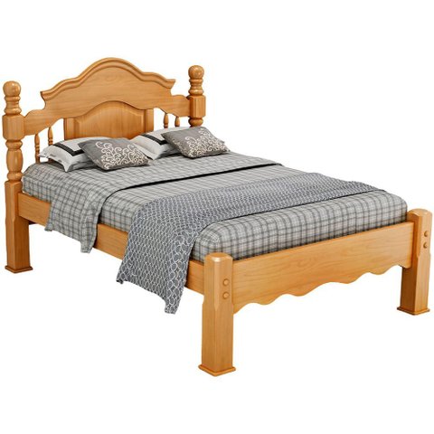 Cama Casal em Madeira Maciça Torneada 140cm Adreas B07 Mel - Lyam Decor