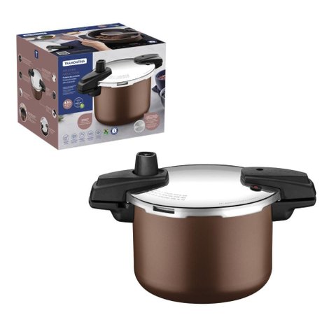 Panela de Pressão Arizona Antiaderente 4,5l Indução Tramontina Cor:marrom