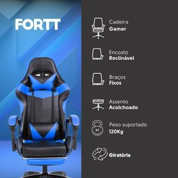 Cadeira Gamer Fortt Xiamen Azul - Cgf022-a - 2 Cadeira Gamer Fortt Xiamen Azul - Cgf022-a - 2